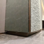 Asymmetric Double-Door Sideboard with 3D Embossed Panel and Brushed Metal Trim